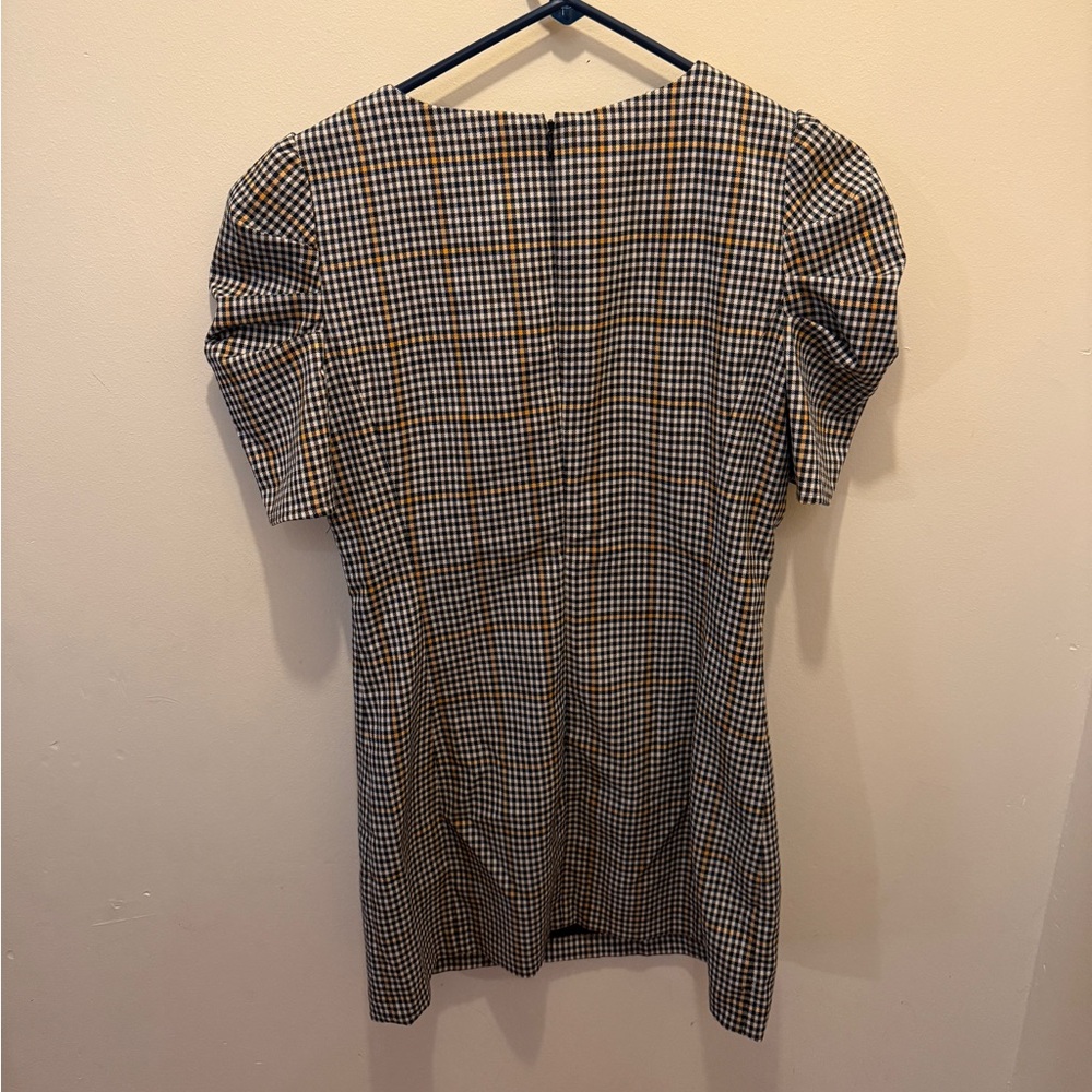 Amanda Uprichard Checkered Dress with Puff Sleeves - Picture 2 of 4